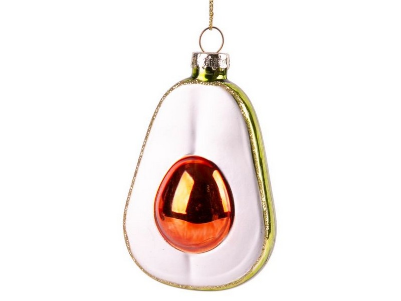 Подвеска елочная АВОКАДО из стекла 9,5см 86660