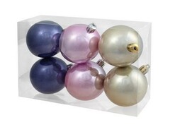 47030&nbsp;[87764]Набор ШАРЫ БЕЛЫЕ, РОЗОВЫЕ, ФИОЛЕТОВЫЕ из полистирола 6 см (6шт/уп) 87764