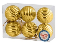 47052 [87767]Набор ШАРЫ ЗОЛОТАЯ ВОЛНА из полистирола 6 см (6шт/уп) 87767