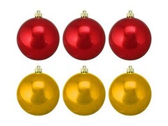 47063 [87314]Набор ШАРЫ КРАСНЫЕ, ЗОЛОТЫЕ из полистирола 6 см (6шт/уп) 87314