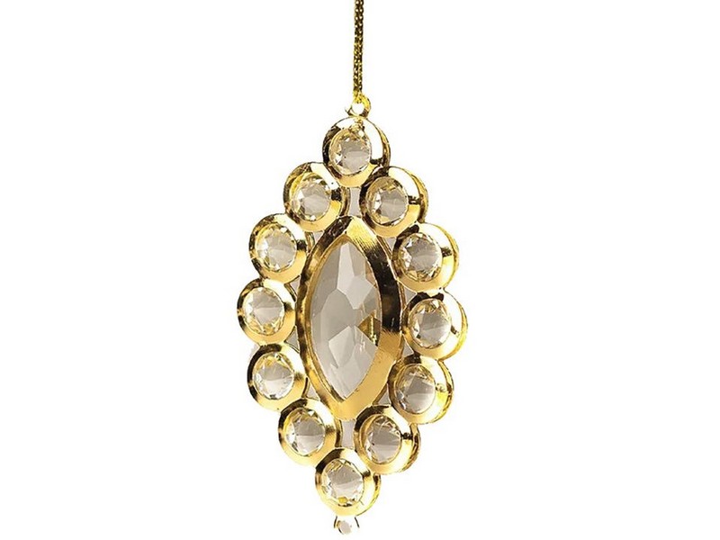 Подвеска елочная КАПЛЯ ЗОЛОТО из стекла 7,8см в пак. 82107