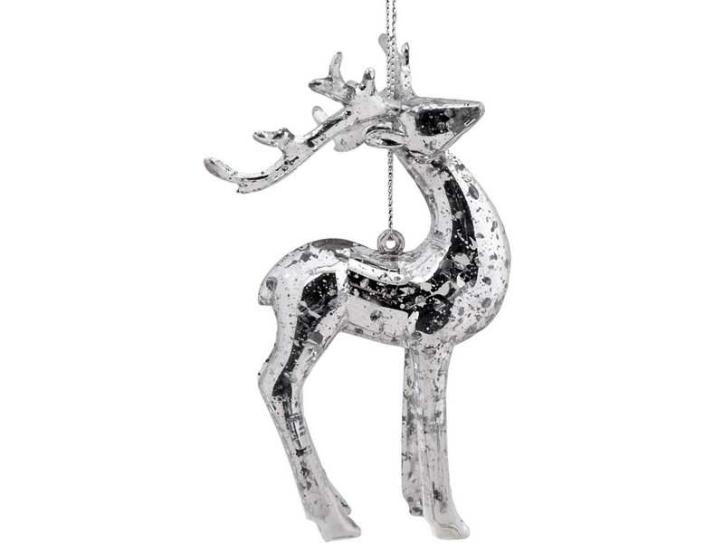 Подвеска елочная ОЛЕНЬ В СЕРЕБРЕ 8*6,3*12см в пак. 82089