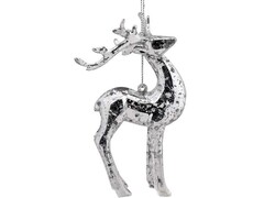 47093 [82089]Подвеска елочная ОЛЕНЬ В СЕРЕБРЕ 8*6,3*12см в пак. 82089