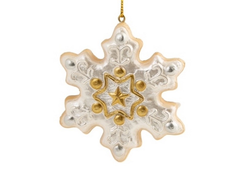 Подвеска елочная ПРЯНИК СНЕЖИНКА 7,5см 81368
