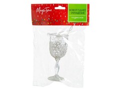 47104 [87136]Подвеска елочная СЕРЕБРИСТЫЙ БОКАЛ 10,5*4,5*5см в пак. 87136