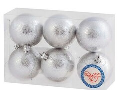 47108 [87777]Набор ШАРЫ СЕРЕБРЯНЫЙ КАЛЕЙДОСКОП из полистирола 6 см (6шт/уп) 87777