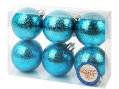 47125 [78878]Набор ШАРЫ МЕРЦАНИЕ БИРЮЗОВЫЕ из полистирола 6 см (6шт/уп) 78878