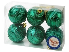 47127 [75999]Набор ШАРЫ САТУРН ИЗУМРУДНЫЙ из полистирола 6 см (6шт/уп) 75999