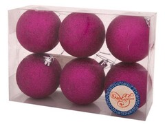 47131 [78792]Набор ШАРЫ ФУКСИЯ из полистирола 6 см (6шт/уп) 78792