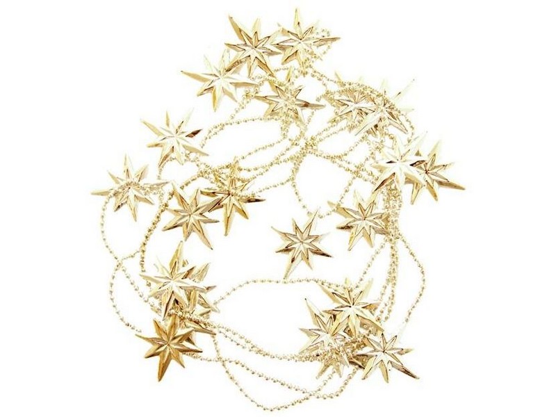 Бусы на елку ЗОЛОТЫЕ ЗВЕЗДЫ 2,7м в пак. 34458
