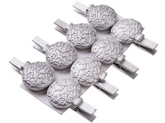 47206 [38492]Набор прищепок на елку СЕРЕБРЯНЫЕ ШАРИКИ 12*10*1,5 см (8шт/уп) 38492