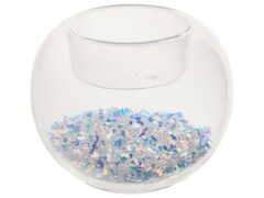 47235 [86645]Подсвечник для чайной свечи "ГОЛУБЫЕ БЛЕСТКИ" из стекла 5,5см 86645