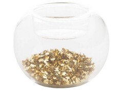 47236 [86647]Подсвечник для чайной свечи "ЗОЛОТЫЕ БЛЕСТКИ" из стекла 5,5см 86647