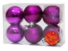 47257 [42039]Набор ШАРЫ ПУРПУРНЫЙ БЛЕСК из полистирола 6 см (6шт/уп) 42039
