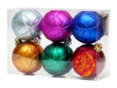 47258 [41945]Набор ШАРЫ РАЗНОЦВЕТНОЕ СЧАСТЬЕ из полистирола 6 см (6шт/уп) 641945