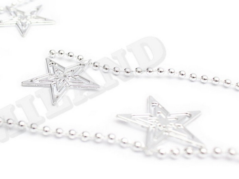 Бусы на ёлку "ЯРКИЕ ЗВЕЗДЫ" 2,7 м серебро НУ-6745