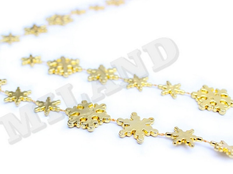 Бусы на ёлку "СНЕЖИНКИ" 2,7 м золото НУ-6752