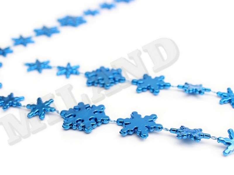 Купить оптом Бусы на ёлку "СНЕЖИНКИ" 2,7 м синие НУ-6753 в Луганске