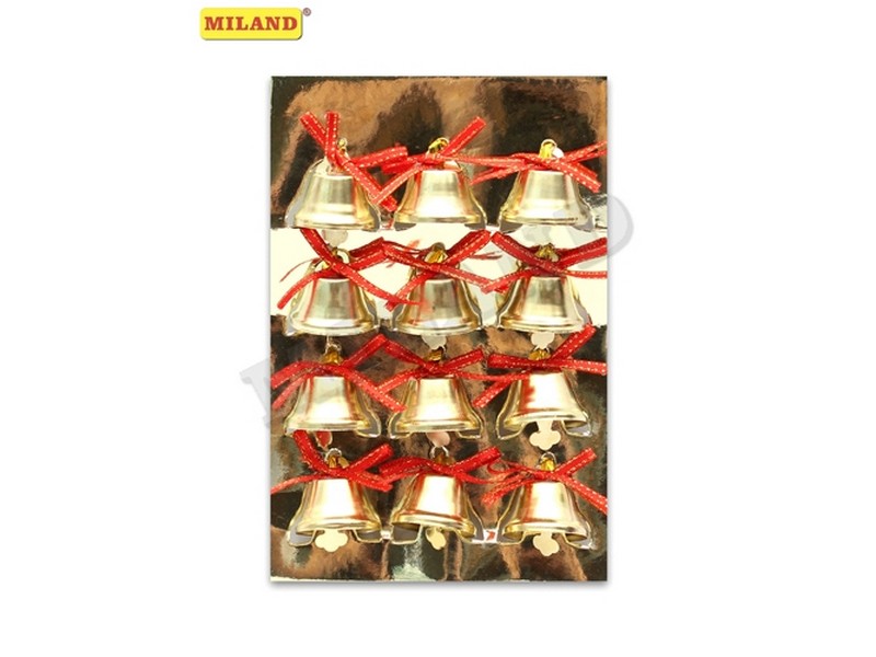 Купить оптом Набор ёлочных подвесок «Колокольчик с бантиком» 2,5 см 12 шт НУ-4455 в Луганске