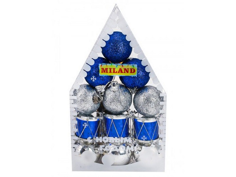 Набор украшений синих «Новогодний домик» 4 см 12 шт НУ-2353