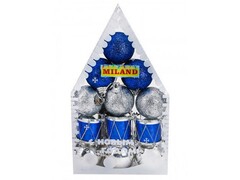 47456 [НУ-2353]Набор украшений синих «Новогодний домик» 4 см 12 шт НУ-2353