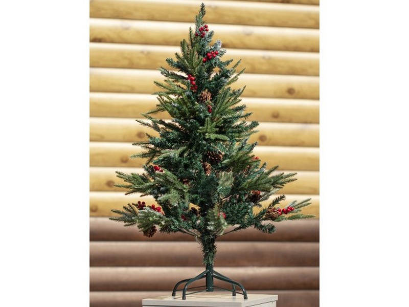 Елка новогодняя с шишками и ягодами 2,1м 921 ветка, литая НУ-7759