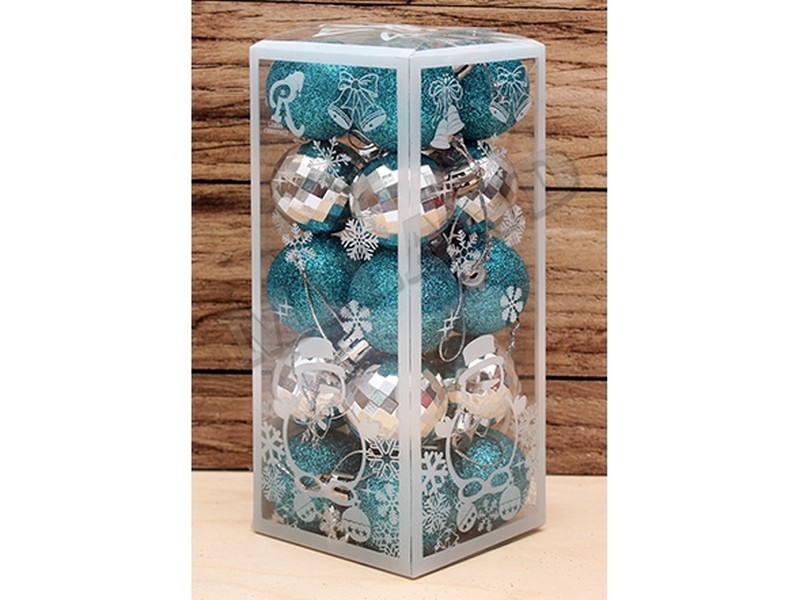 Купить оптом Набор ёлочных голубых шаров «Веселый праздник» 4 см 20 шт НУ-0464 в Луганске