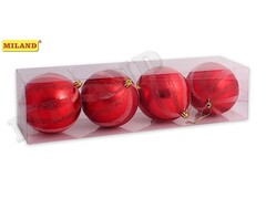 47510 [НУ-0419]Набор ёлочных красных шаров «Праздник» 10 см 4 шт НУ-0419