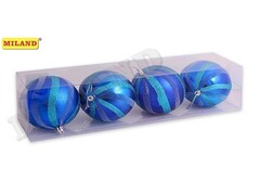 47422 [НУ-0421]Набор ёлочных синих шаров «Праздник» 10 см 4 шт НУ-0421