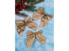 47437 [НУ-2119]Набор ёлочных бантов «Яркий праздник» 3 шт 12 см НУ-2119