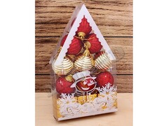 47501 [НУ-0463]Набор ёлочных красных шаров «Красивый домик» 4 см 12 шт НУ-0463