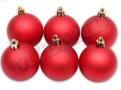 47477 [НУ-6949]Набор ёлочных красных матовых шаров "Красный бархат" 6 см 6 шт НУ-6949
