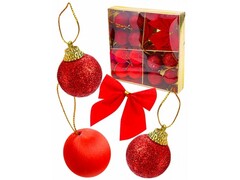 47462 [НУ-2367]Набор украшений красных «Новогодний микс» 3 см 14 шт НУ-2367