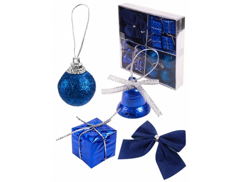 Купить оптом Набор украшений синих «Новогодний микс» 3 см 15 шт НУ-2368 в Луганске
