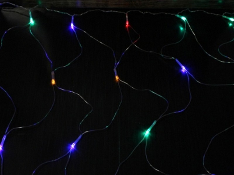 Купить оптом Гирлянда СЕТКА 1*1 м, 96 разноцветных ламп, прозрачная нить, 8 режимов НУ-4626 в Луганске