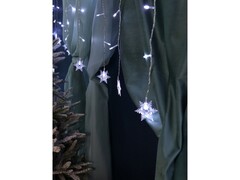 Гирлянда БАХРОМА со снежинками 5*0,8 м, 216 белых лампы, прозрачная нить, 8 режимов НУ-3638