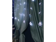 47524 [НУ-3639]Гирлянда БАХРОМА со звездами 4*0,6 м, 120 белых ламп, прозрачная нить, 8 режимов НУ-3639