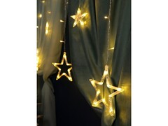 47525 [НУ-3640]Гирлянда БАХРОМА со звездами 2.5*0.8 м, 138 белых ламп, прозрачная нить, 8 режимов НУ-3640