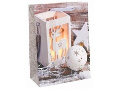 47555 [ПКП-2524]Пакет подарочный «НОВОГОДНИЙ СВЕТИЛЬНИК С ОЛЕНЕМ» 18*24*8,5см (мат. лам., глиттер) ПКП-2524