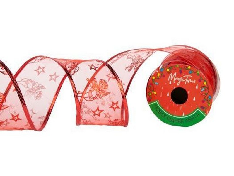 Лента новогодняя КРАСНАЯ 2,7*0,63м на катушке 87639