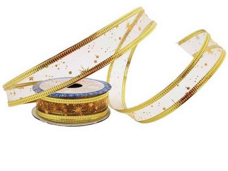 Лента новогодняя ЗОЛОТАЯ 2,7*0,25м на катушке 78659