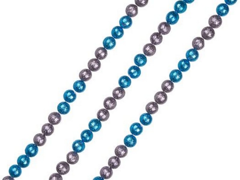 Бусы на елку  СЕРЕБРЯНО-ГОЛУБЫЕ ШАРИКИ 1,7м в пак. 86393