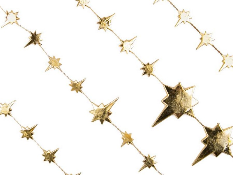 Бусы на елку ЗОЛОТЫЕ ЗВЕЗДЫ 2,7м в пак. 78854