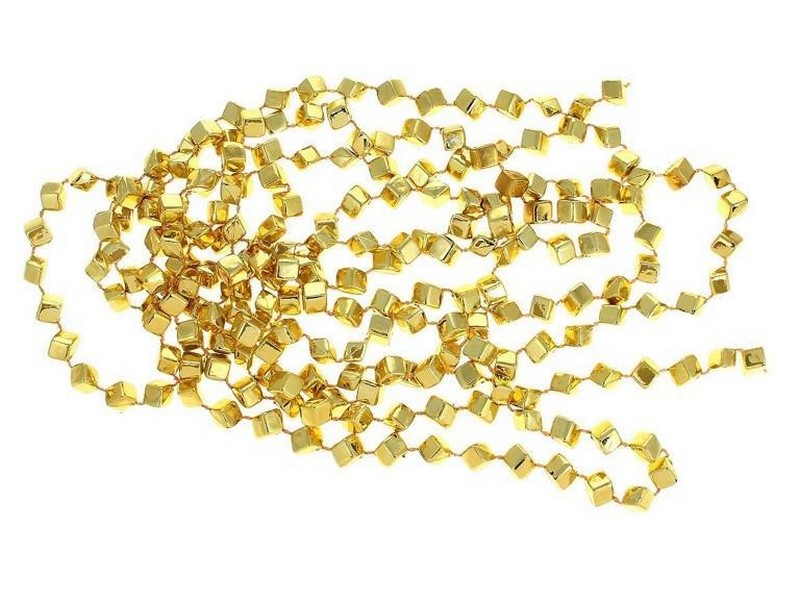 Бусы на елку ЗОЛОТЫЕ КУБИКИ 2,7м в пак. 34467