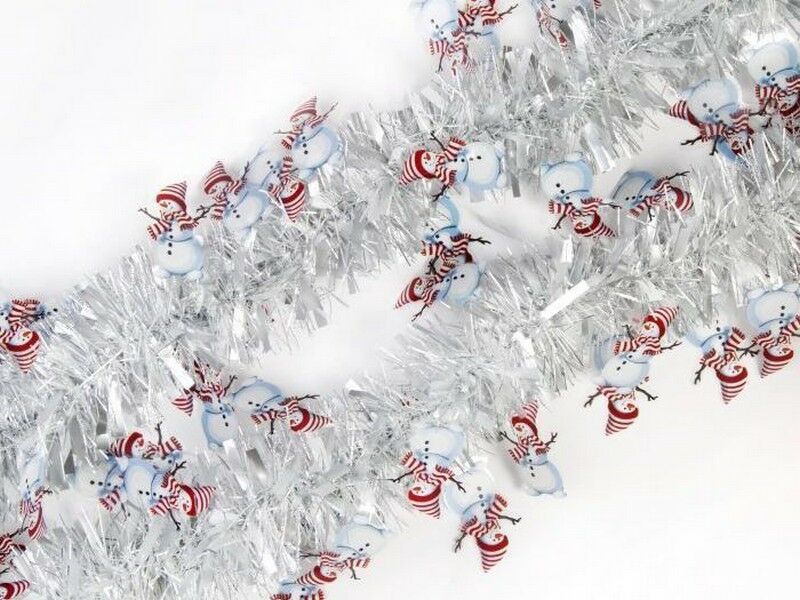 Мишура СЕРЕБРЯНАЯ со снеговиками 2м 78839