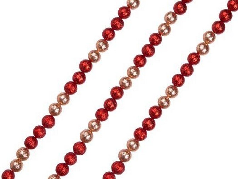 Бусы на елку  КРАСНО-ЗОЛОТЫЕ ШАРИКИ 1,7м в пак. 86391