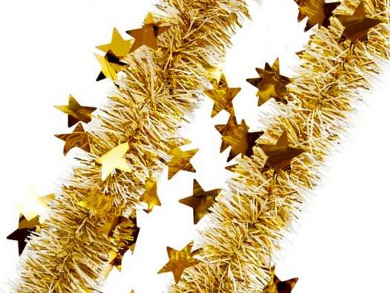 Мишура БЕЛАЯ с золотыми звездами 2м 75742