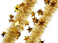 47939 [75742]Мишура БЕЛАЯ с золотыми звездами 2м 75742