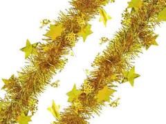 47940 [75753]Мишура ЗОЛОТАЯ с золотыми звездами и снежинками 2м 75753