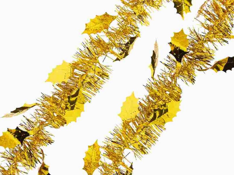 Мишура ЗОЛОТАЯ с золотыми листиками 2м 75767